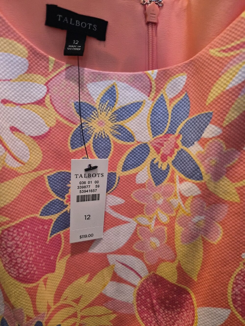 Talbots Coral Tropical-Print Dress - Picture 3 of 5